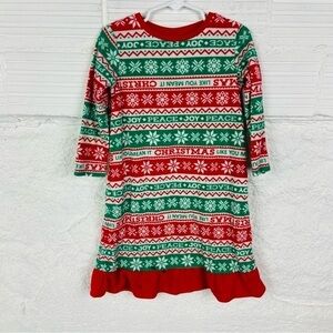 Jammies for Families red & green fleece fair aisle, Christmas Festive Pajama 4T